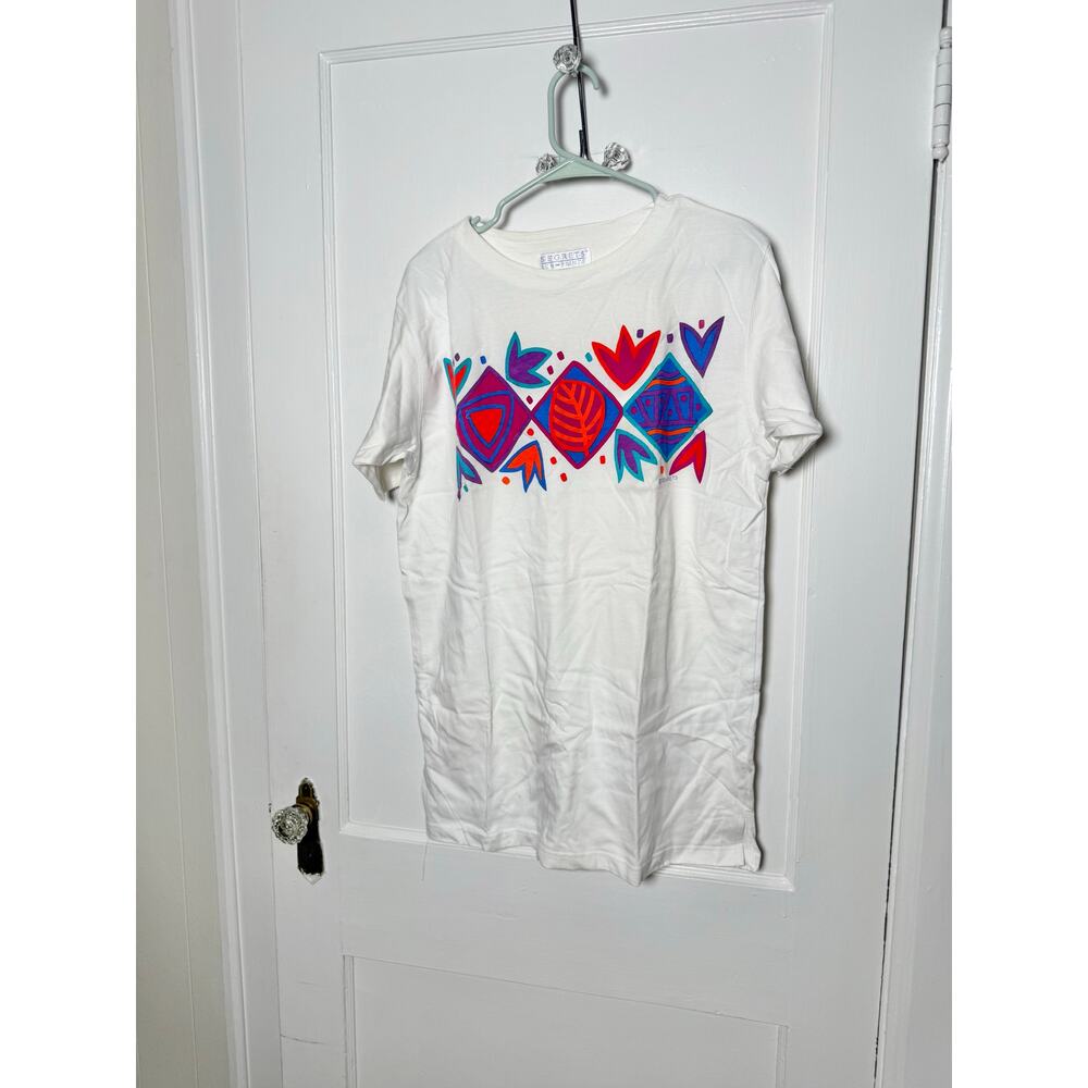 Vintage Segrets Sun Prints Cotton Graphic 90s Tribal Oversized Floral T-shirt M